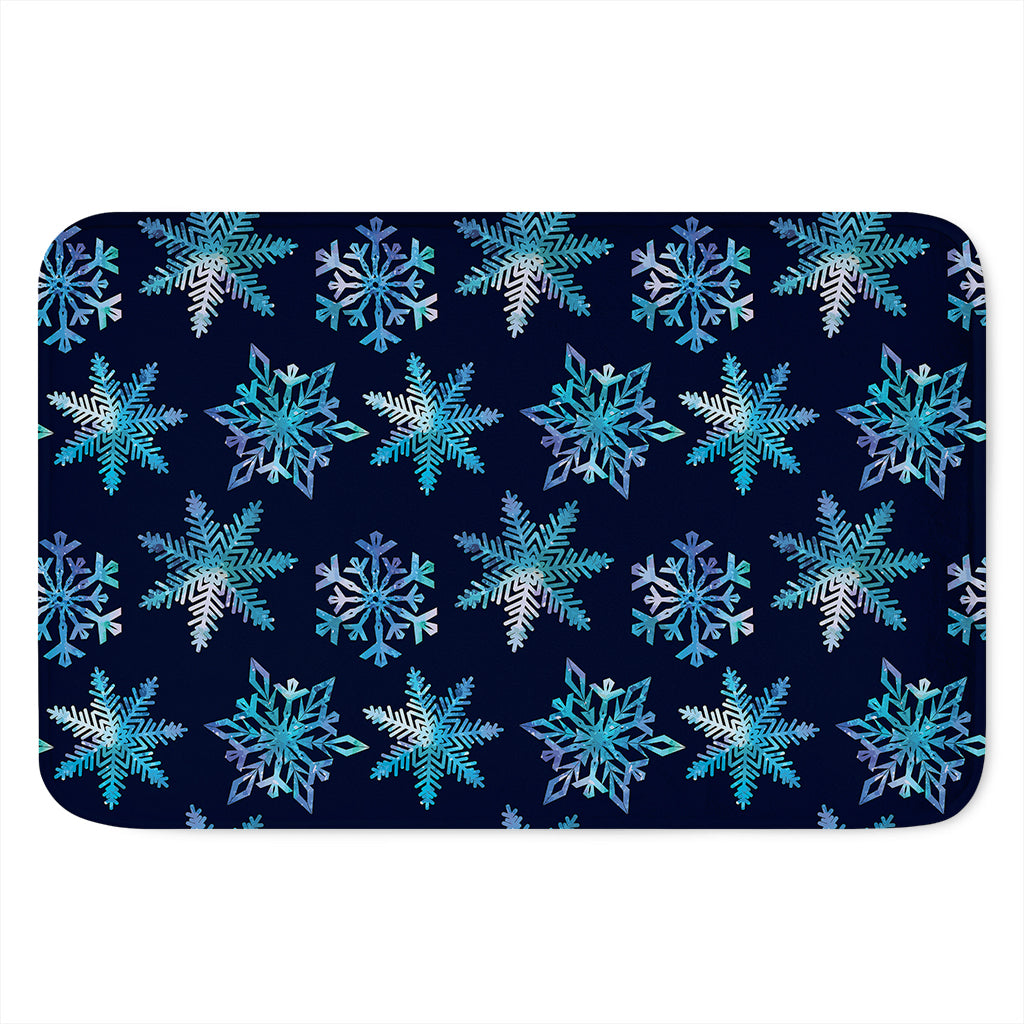 Turquoise Snowflake Pattern Print Indoor Door Mat