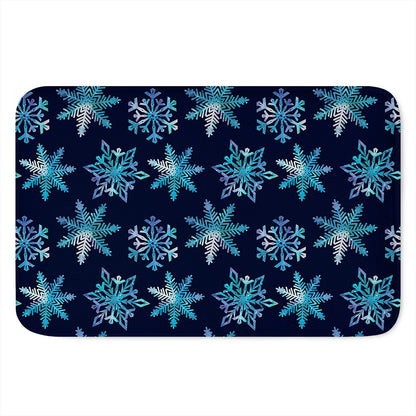 Turquoise Snowflake Pattern Print Indoor Door Mat