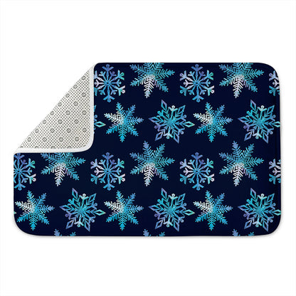Turquoise Snowflake Pattern Print Indoor Door Mat