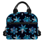 Turquoise Snowflake Pattern Print Insulated Lunch Bag
