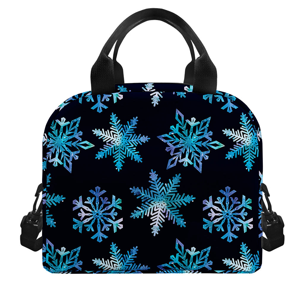 Turquoise Snowflake Pattern Print Insulated Lunch Bag