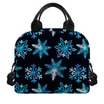 Turquoise Snowflake Pattern Print Insulated Lunch Bag