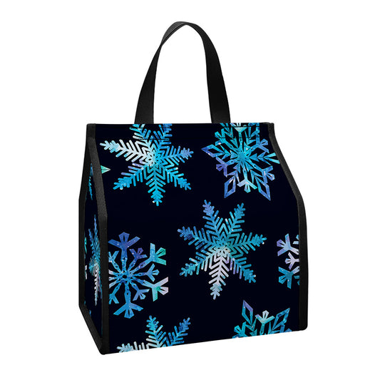 Turquoise Snowflake Pattern Print Insulated Lunch Tote