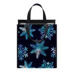 Turquoise Snowflake Pattern Print Insulated Lunch Tote