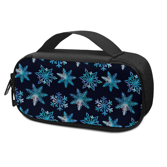 Turquoise Snowflake Pattern Print Insulin Cooler Travel Case