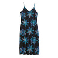 Turquoise Snowflake Pattern Print Jersey Midi Cami Dress