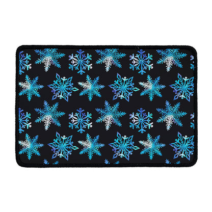 Turquoise Snowflake Pattern Print Kitchen Mat