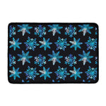 Turquoise Snowflake Pattern Print Kitchen Mat