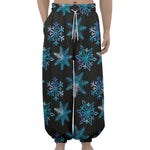 Turquoise Snowflake Pattern Print Lantern Pants