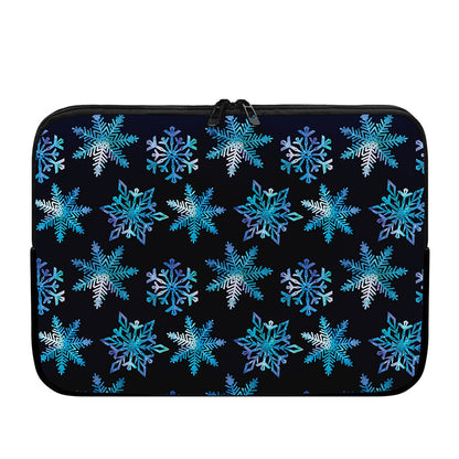 Turquoise Snowflake Pattern Print Laptop Sleeve