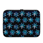 Turquoise Snowflake Pattern Print Laptop Sleeve