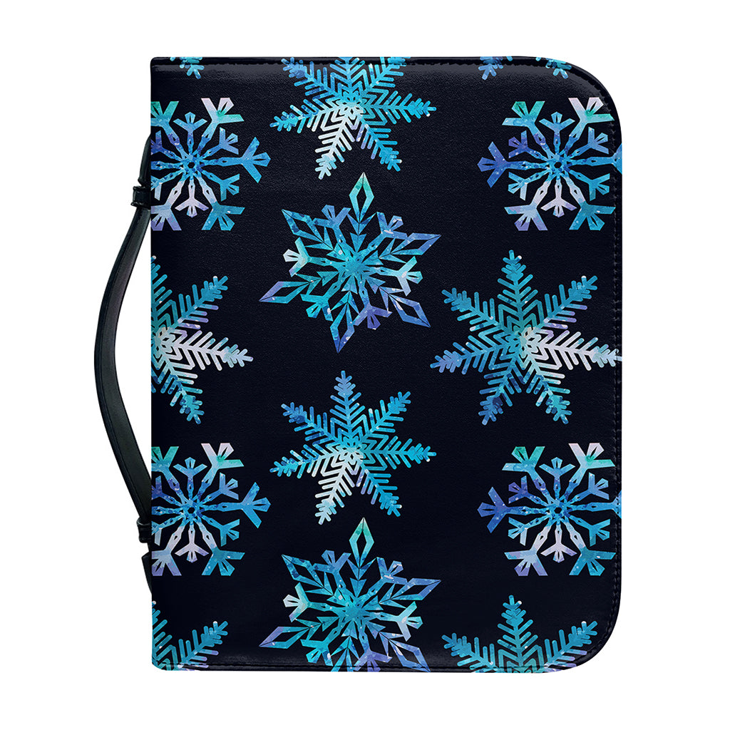 Turquoise Snowflake Pattern Print Leather Bible Cover