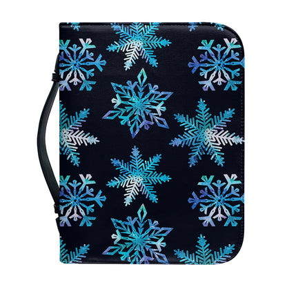 Turquoise Snowflake Pattern Print Leather Bible Cover