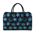 Turquoise Snowflake Pattern Print Leather Duffel Bag