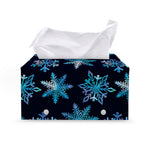 Turquoise Snowflake Pattern Print Leather Tissue Box Cover