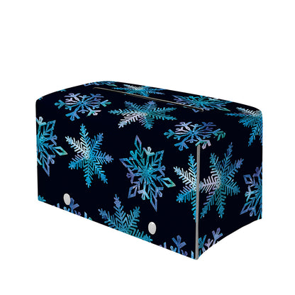 Turquoise Snowflake Pattern Print Leather Tissue Box Cover