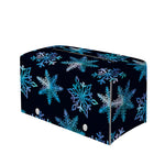 Turquoise Snowflake Pattern Print Leather Tissue Box Cover