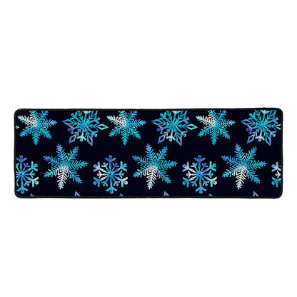Turquoise Snowflake Pattern Print Long Kitchen Mat