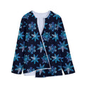 Turquoise Snowflake Pattern Print Long Sleeve Short Coat