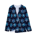 Turquoise Snowflake Pattern Print Long Sleeve Short Coat
