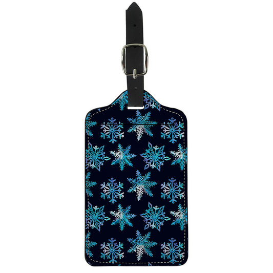 Turquoise Snowflake Pattern Print Luggage Tag