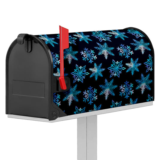Turquoise Snowflake Pattern Print Mailbox Cover