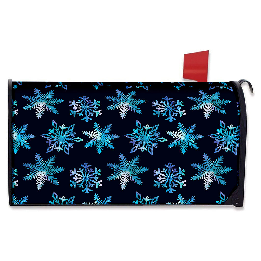 Turquoise Snowflake Pattern Print Mailbox Cover