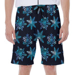 Turquoise Snowflake Pattern Print Men's Beach Shorts