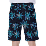 Turquoise Snowflake Pattern Print Men's Beach Shorts