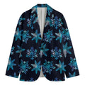 Turquoise Snowflake Pattern Print Men's Blazer