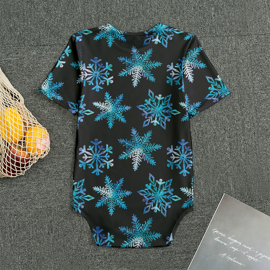 Turquoise Snowflake Pattern Print Men's Bodysuit