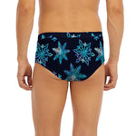 Turquoise Snowflake Pattern Print Men's Briefs