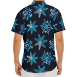 Turquoise Snowflake Pattern Print Men's Deep V-Neck Shirt