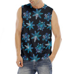 Turquoise Snowflake Pattern Print Men's Fitness Tank Top