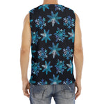 Turquoise Snowflake Pattern Print Men's Fitness Tank Top