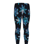 Turquoise Snowflake Pattern Print Men's leggings