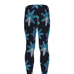 Turquoise Snowflake Pattern Print Men's leggings