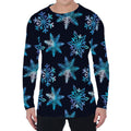 Turquoise Snowflake Pattern Print Men's Long Sleeve T-Shirt