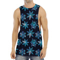 Turquoise Snowflake Pattern Print Men's Muscle Tank Top