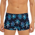 Turquoise Snowflake Pattern Print Men's Short Boxer Briefs