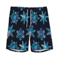 Turquoise Snowflake Pattern Print Men's Athletic Shorts