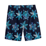 Turquoise Snowflake Pattern Print Men's Sports Shorts