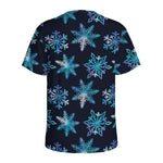Turquoise Snowflake Pattern Print Men's Sports T-Shirt