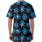 Turquoise Snowflake Pattern Print Men's Velvet T-Shirt