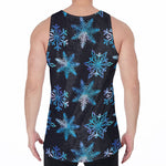 Turquoise Snowflake Pattern Print Men's Velvet Tank Top