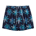Turquoise Snowflake Pattern Print Mesh Shorts