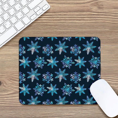 Turquoise Snowflake Pattern Print Mouse Pad