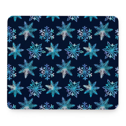 Turquoise Snowflake Pattern Print Mouse Pad