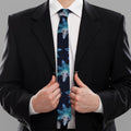 Turquoise Snowflake Pattern Print Necktie