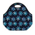Turquoise Snowflake Pattern Print Neoprene Lunch Bag